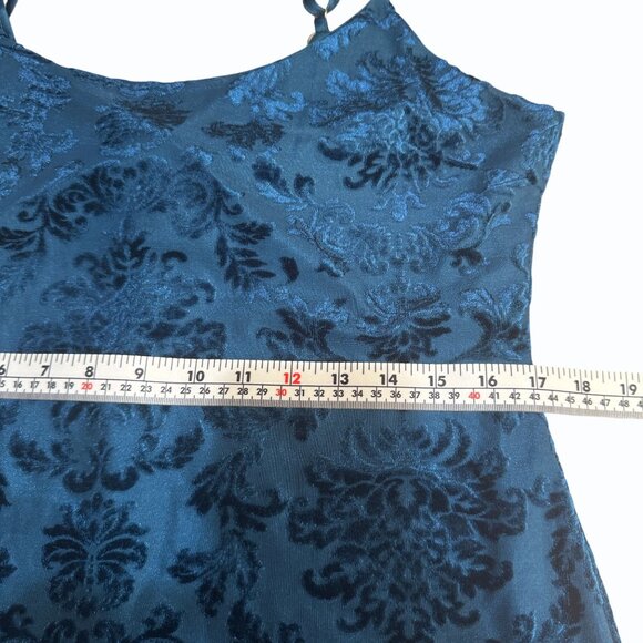 Forever 21 Womens Velvet Baroque Cami Mini Dress Womens XL Blue Burnout Goth - Picture 11 of 14